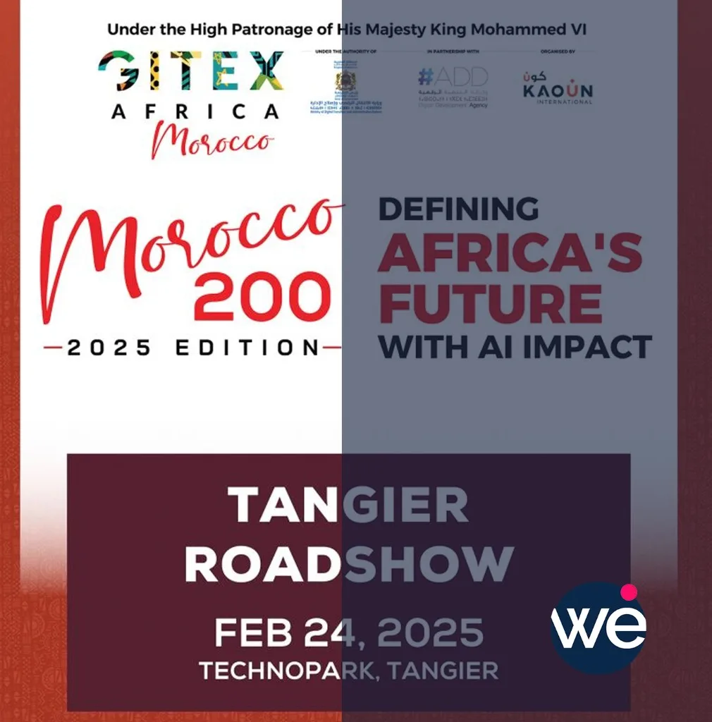 Affiche du roadshow GITEX Africa Morocco 200 au Technopark Tanger, événement accompagné par Wevent